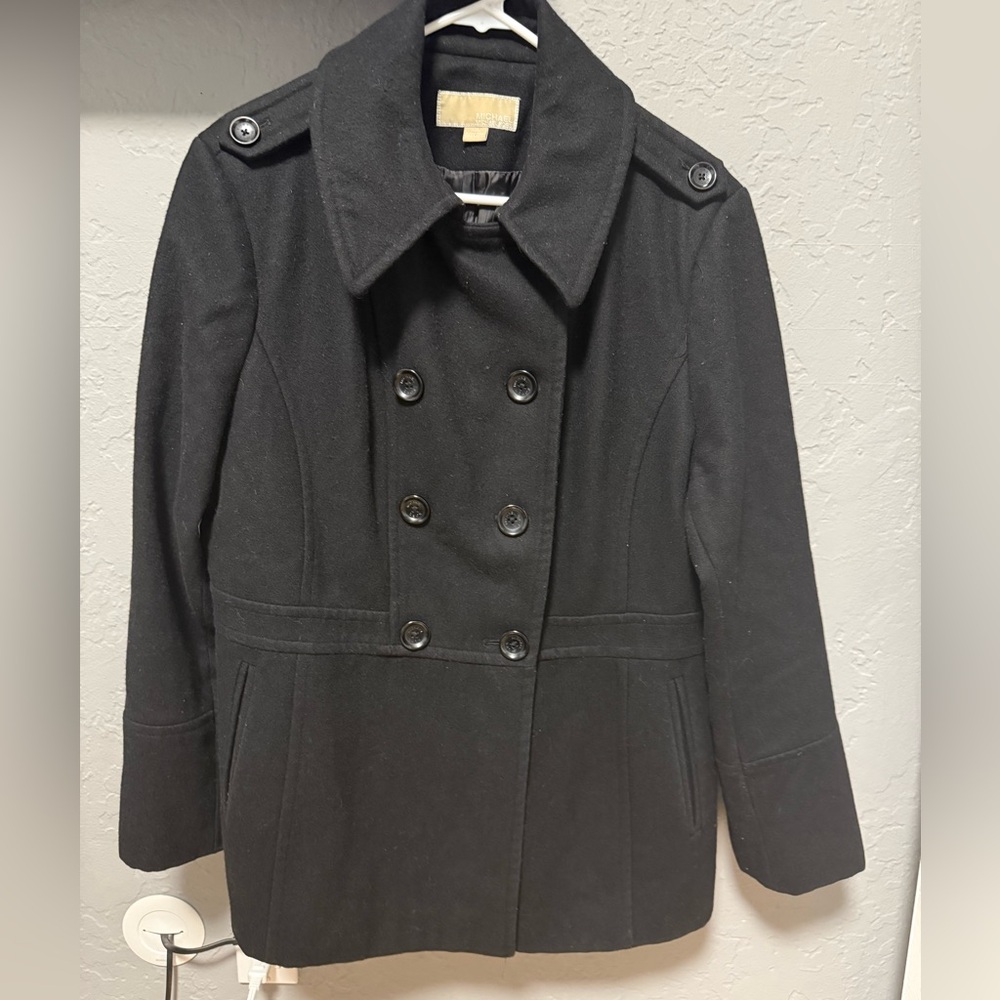 Michael Kors Women's Black Double-Breasted Coat XL